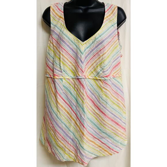 Motherhood Maternity Tops - Motherhood Maternity Women Linen Top Blouse V-Neck Sleeveless Stripe Pink New